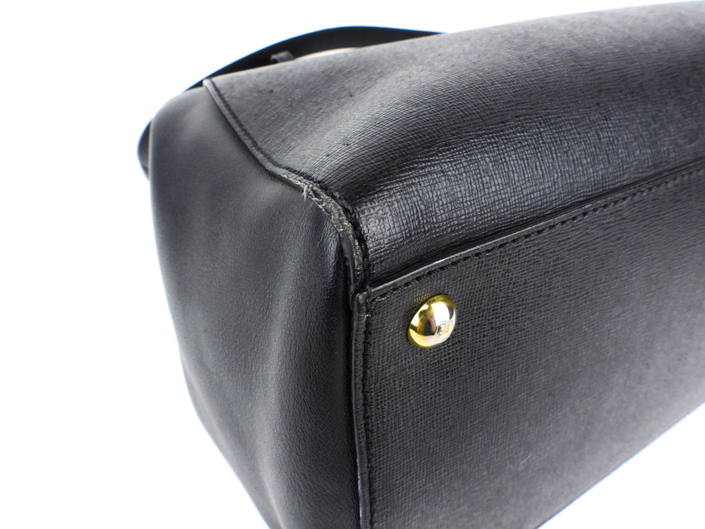 Fendi Black Leather 2Jours Two Way Tote Bag