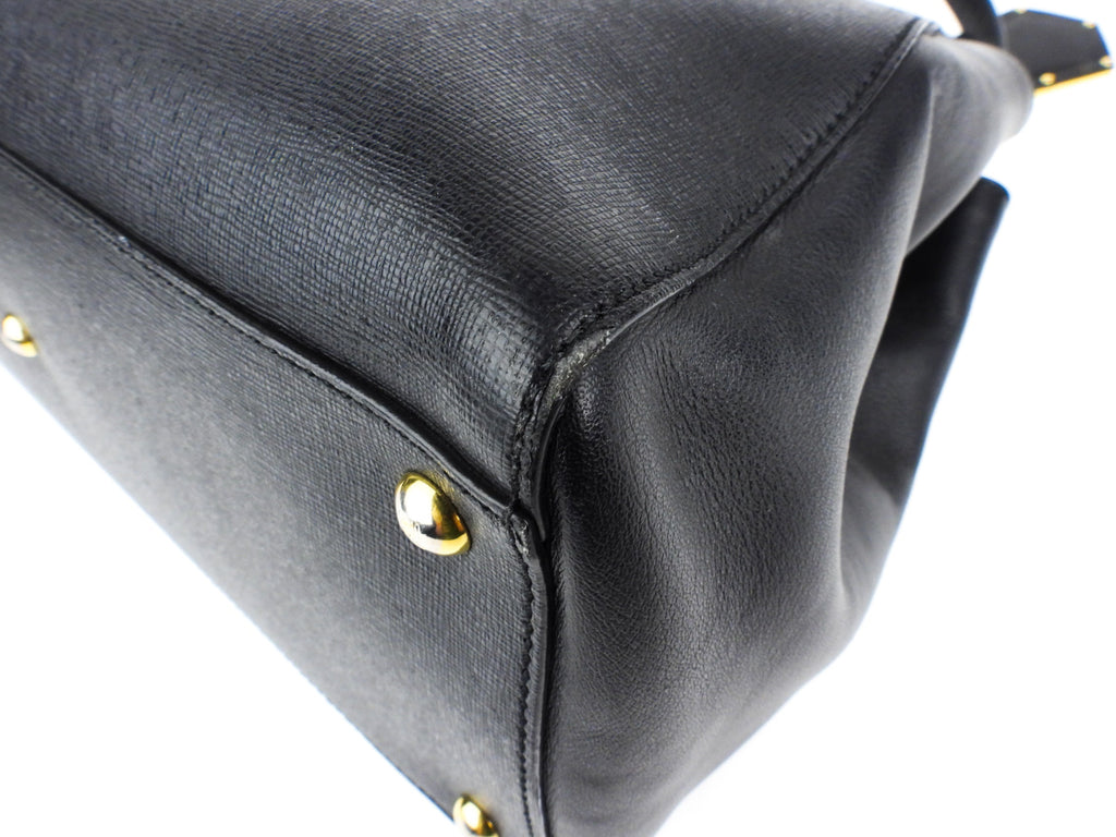 Fendi Black Leather 2Jours Two Way Tote Bag