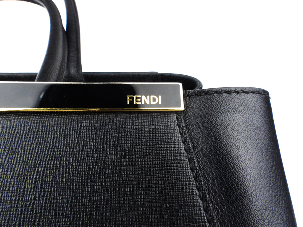 Fendi Black Leather 2Jours Two Way Tote Bag