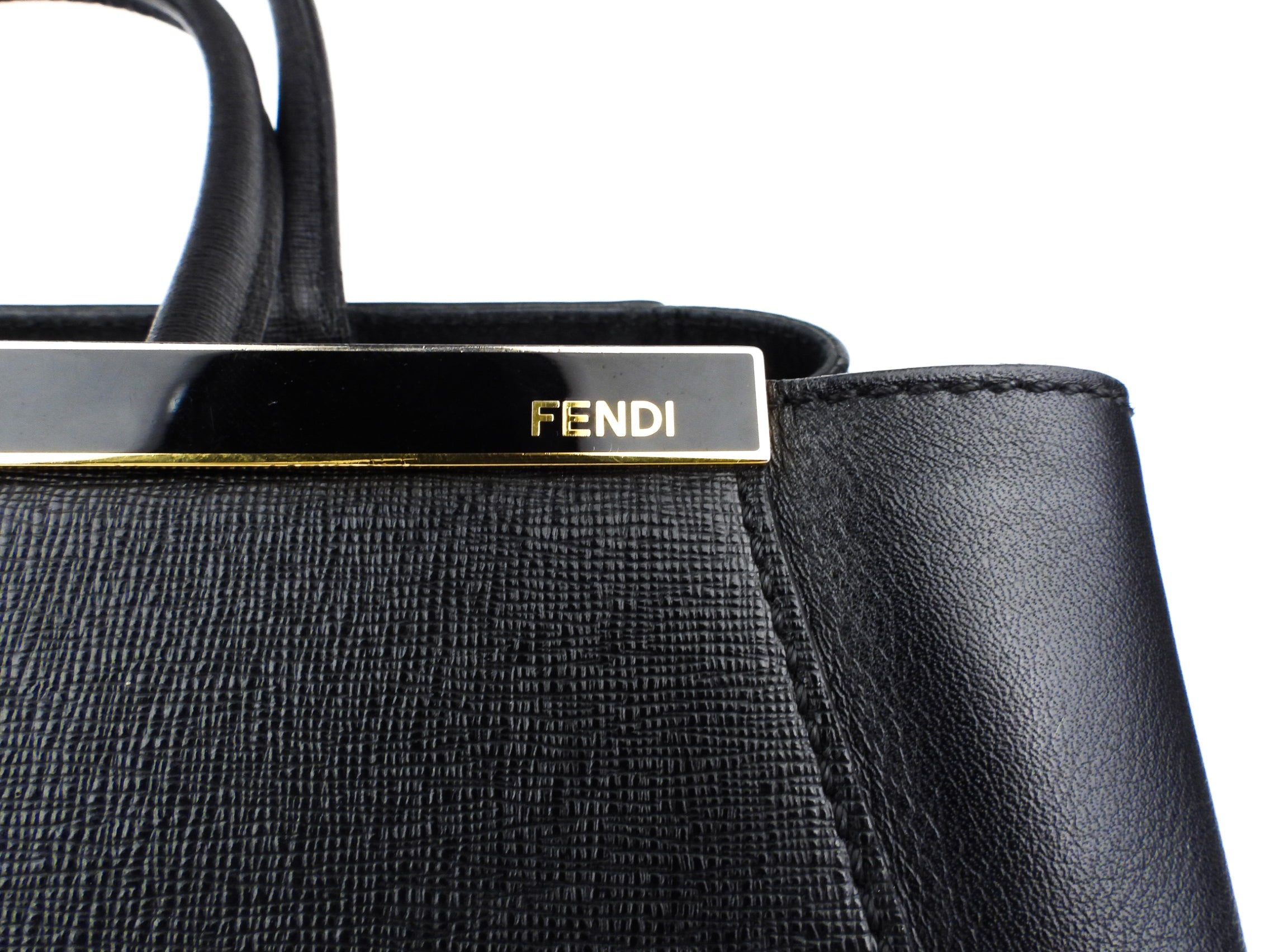 Fendi Black Leather 2Jours Two Way Tote Bag