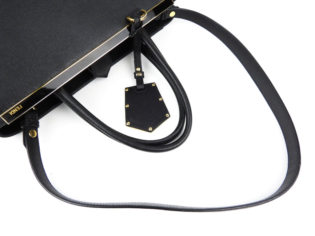 Fendi Black Leather 2Jours Two Way Tote Bag