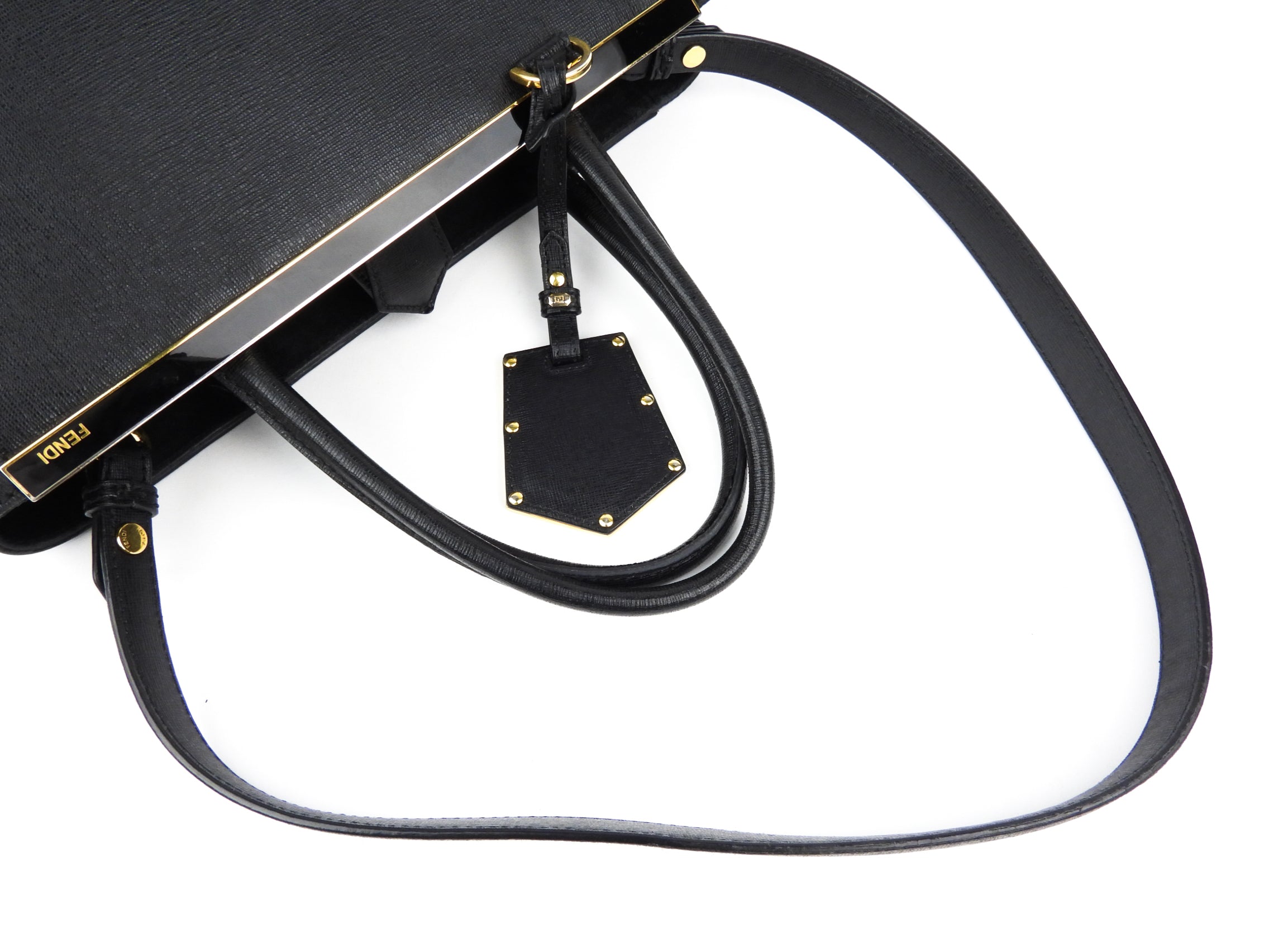Fendi Black Leather 2Jours Two Way Tote Bag