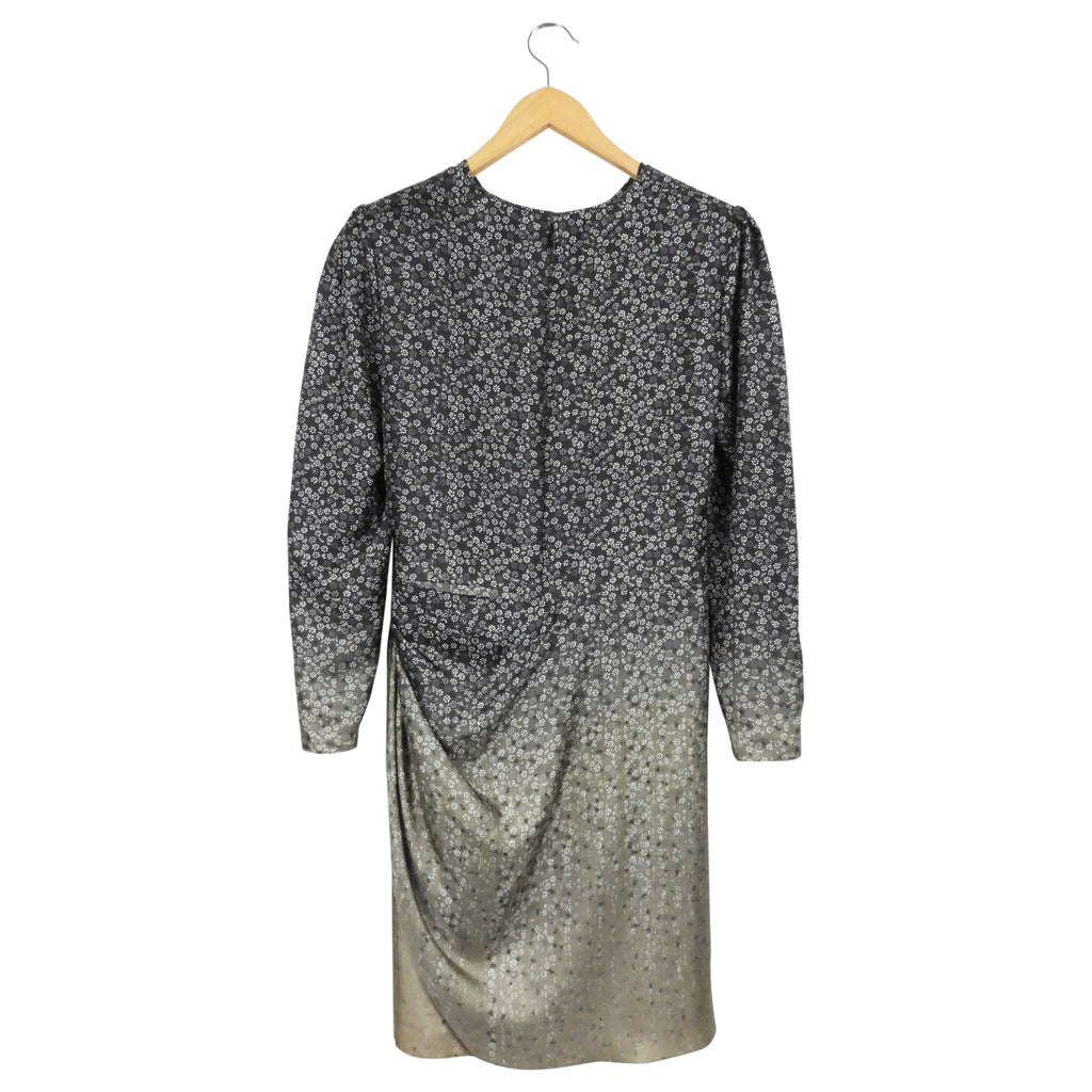 Fendi Black and Grey Ombre Floral Silk Draped Midi Dress - 40