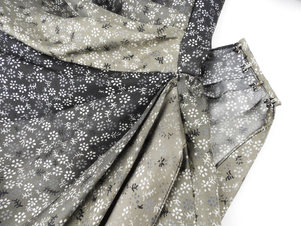 Fendi Black and Grey Ombre Floral Silk Draped Midi Dress - 40