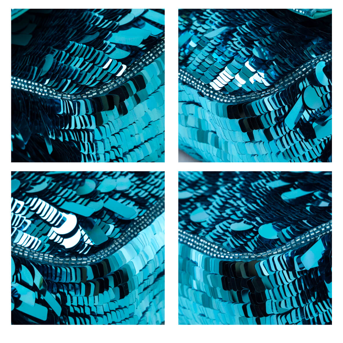 Fendi Blue Sequin Paillettes Vitello Grace Re-Edition Baguette