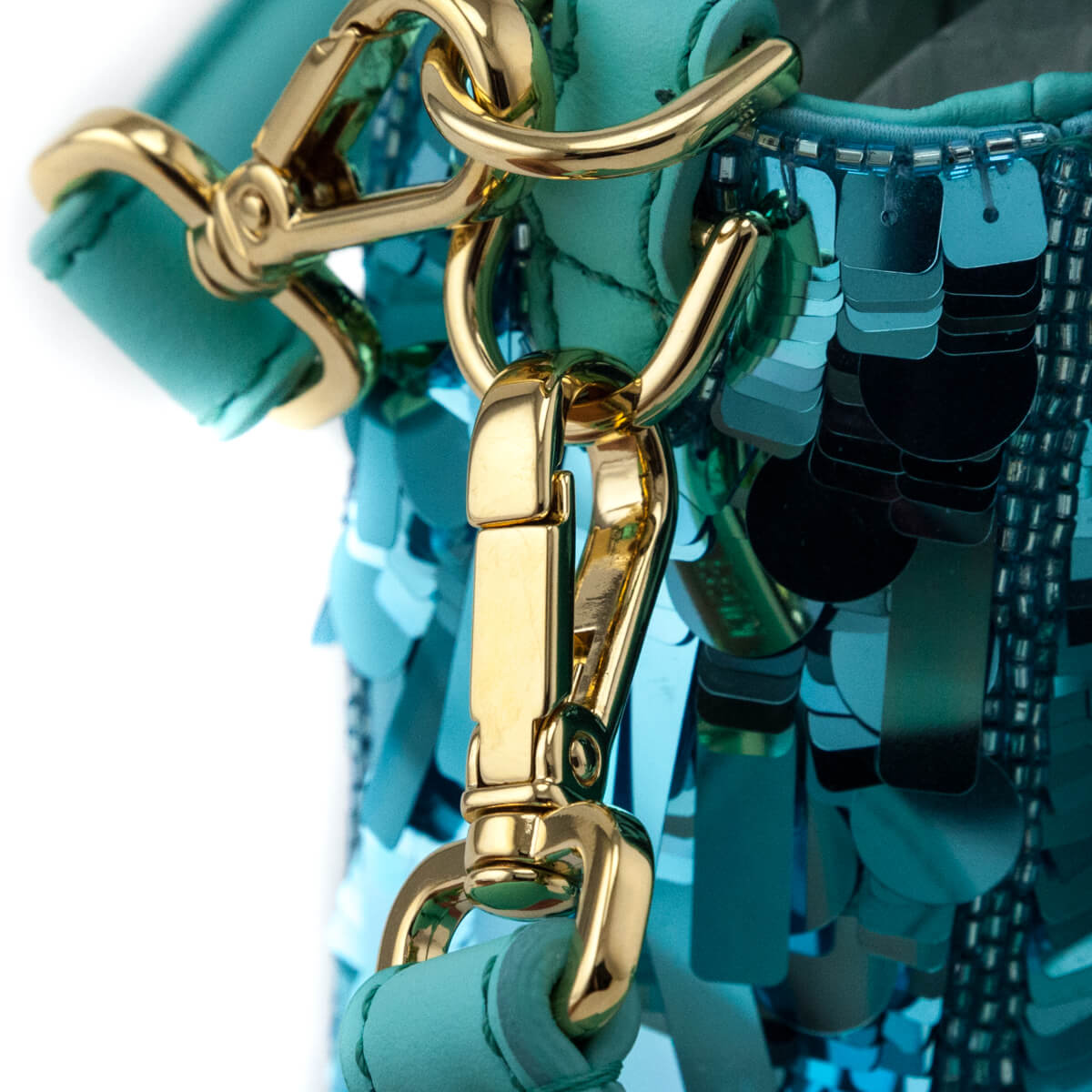 Fendi Blue Sequin Paillettes Vitello Grace Re-Edition Baguette