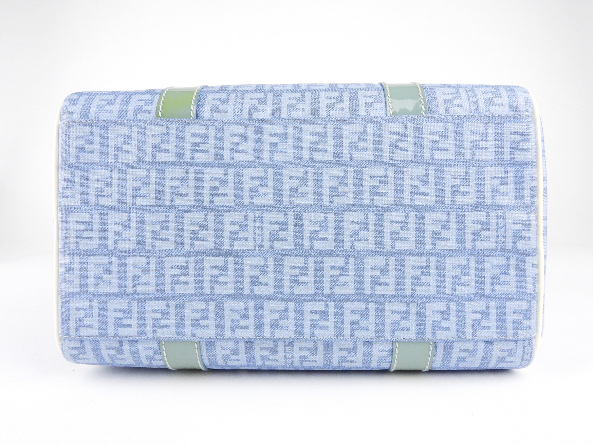 Fendi Sky Blue Forever Zucca Coated Canvas Boston Bag