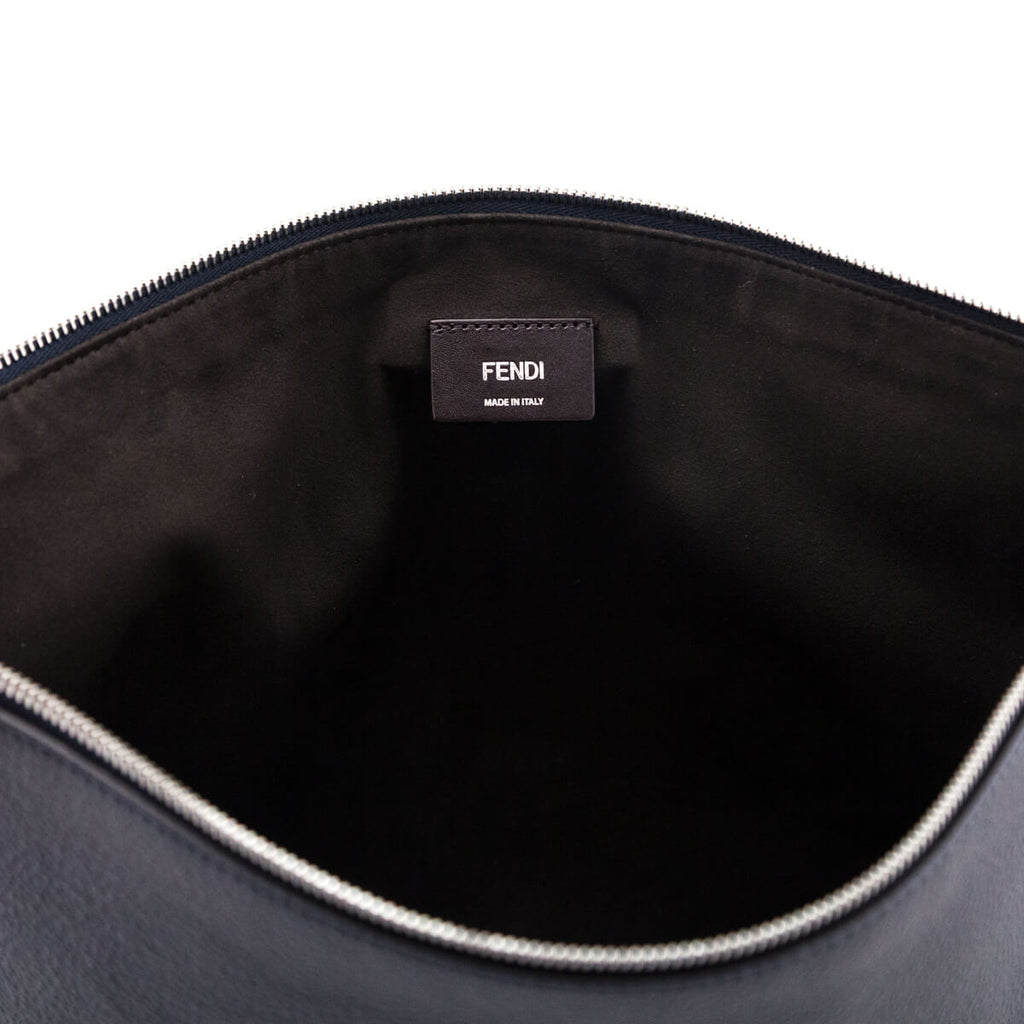Fendi Dark Blue Vitello Cher Logo Embossed After Messenger Bag