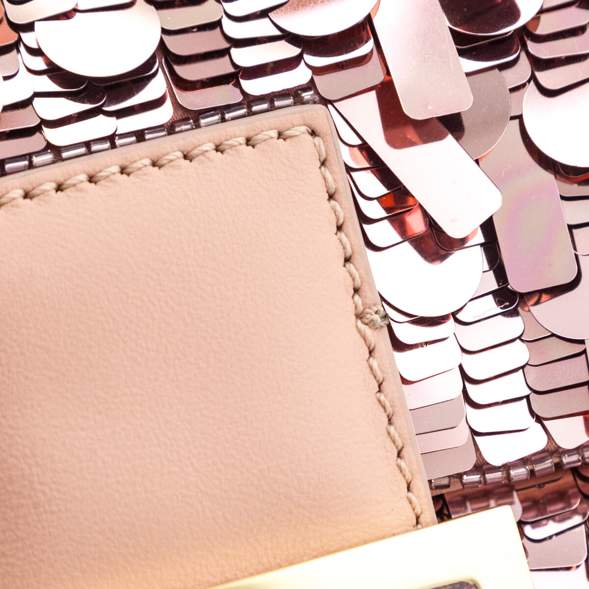 Fendi Pink Sequin Paillettes Vitello Grace Re-Edition Baguette