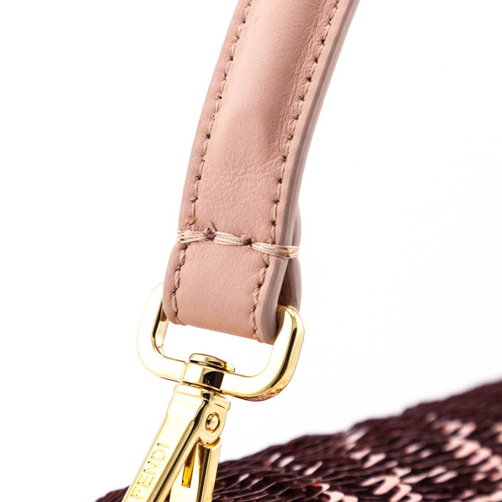 Fendi Pink Sequin Paillettes Vitello Grace Re-Edition Baguette