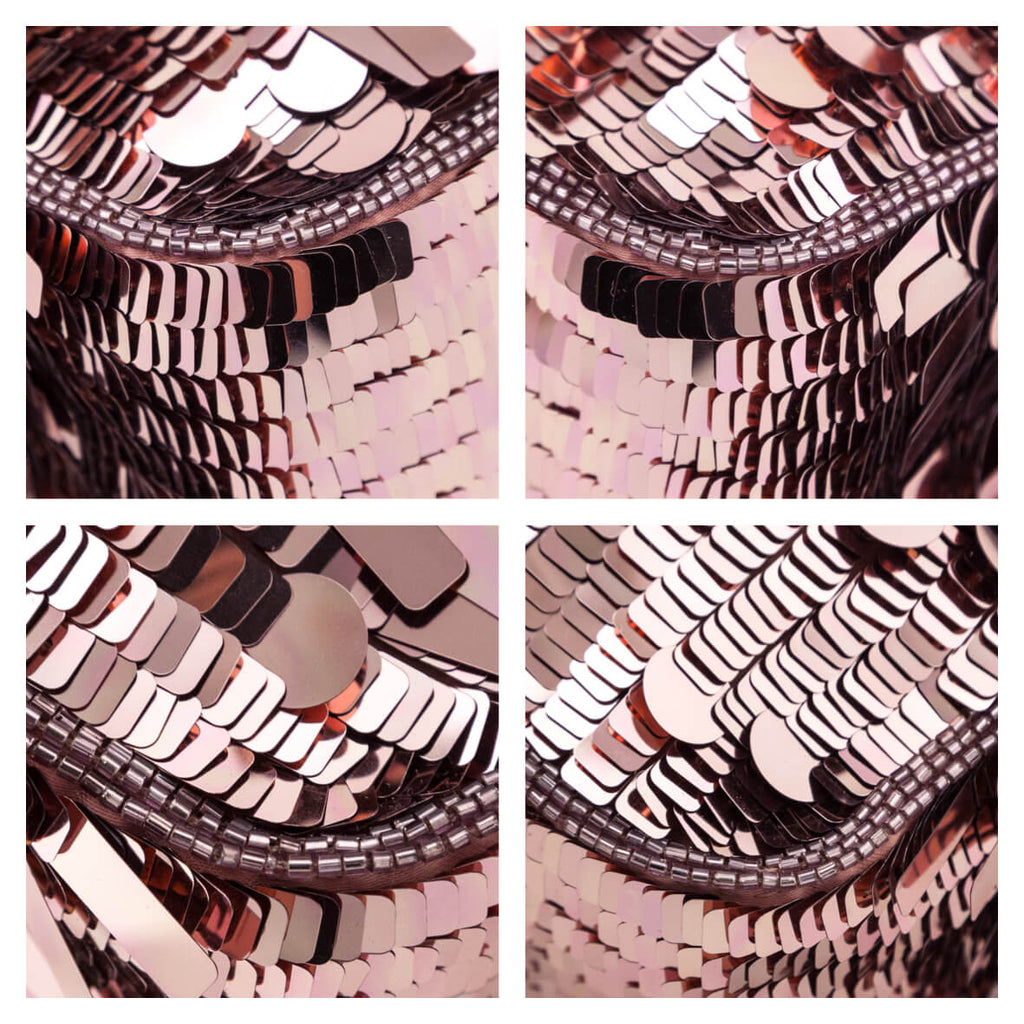 Fendi Pink Sequin Paillettes Vitello Grace Re-Edition Baguette