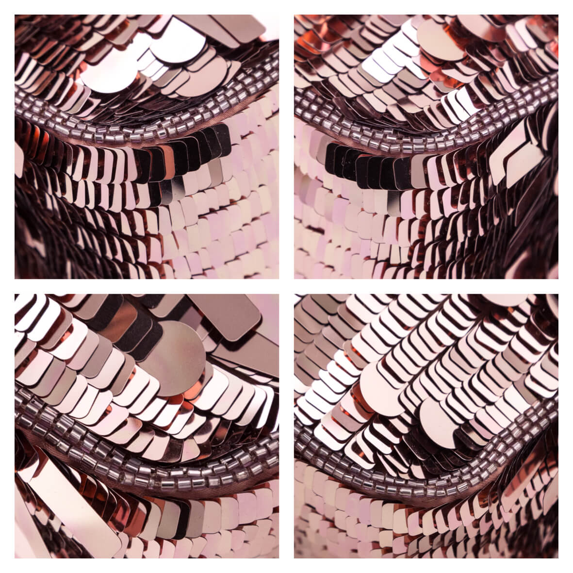 Fendi Pink Sequin Paillettes Vitello Grace Re-Edition Baguette