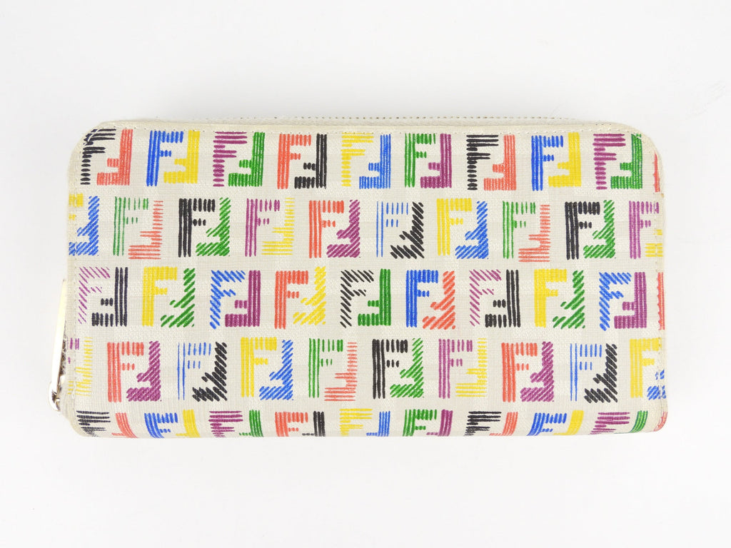 Fendi Rainbow Zucca FF Monogram Zip Wallet