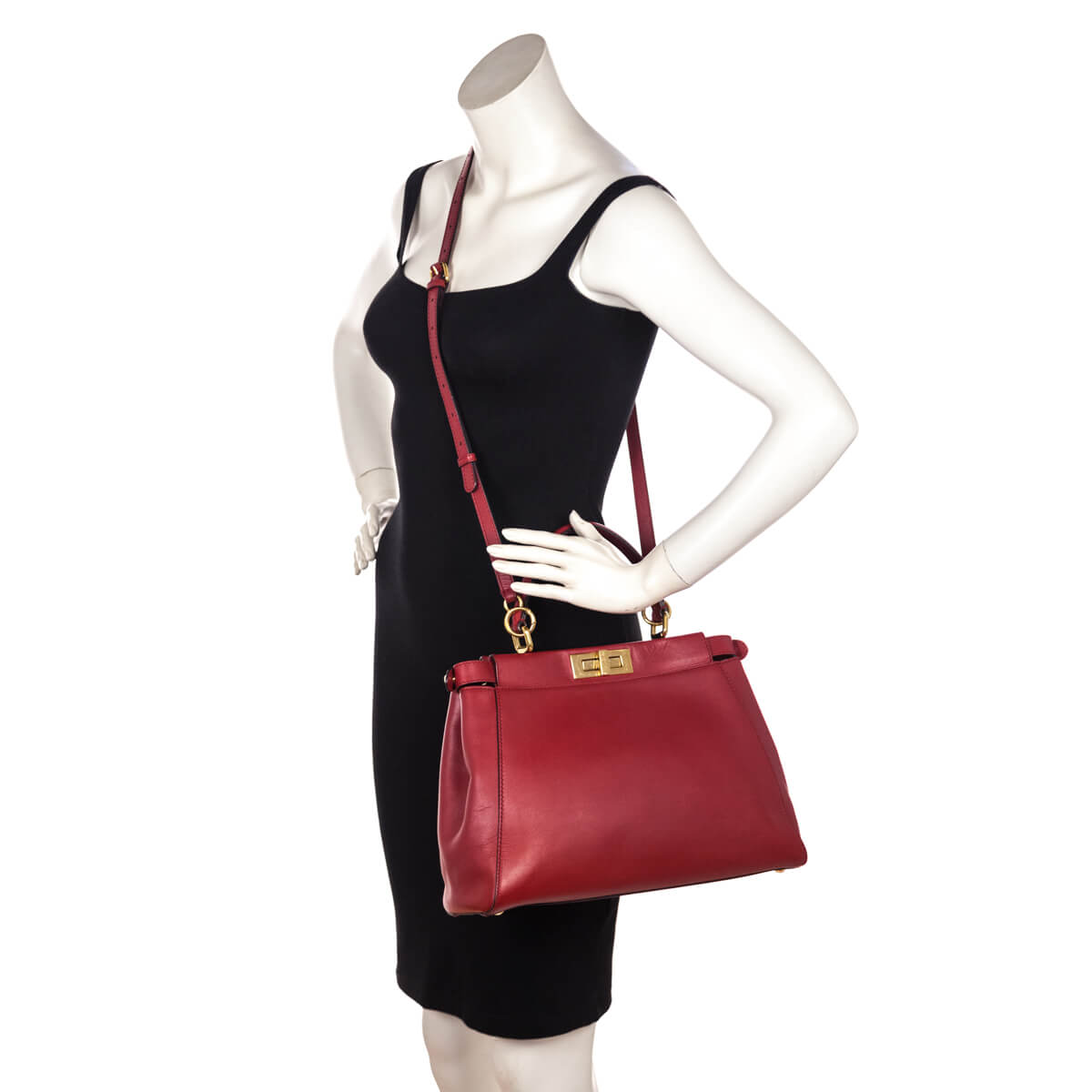 Fendi Red Nappa Medium Peekaboo Bag