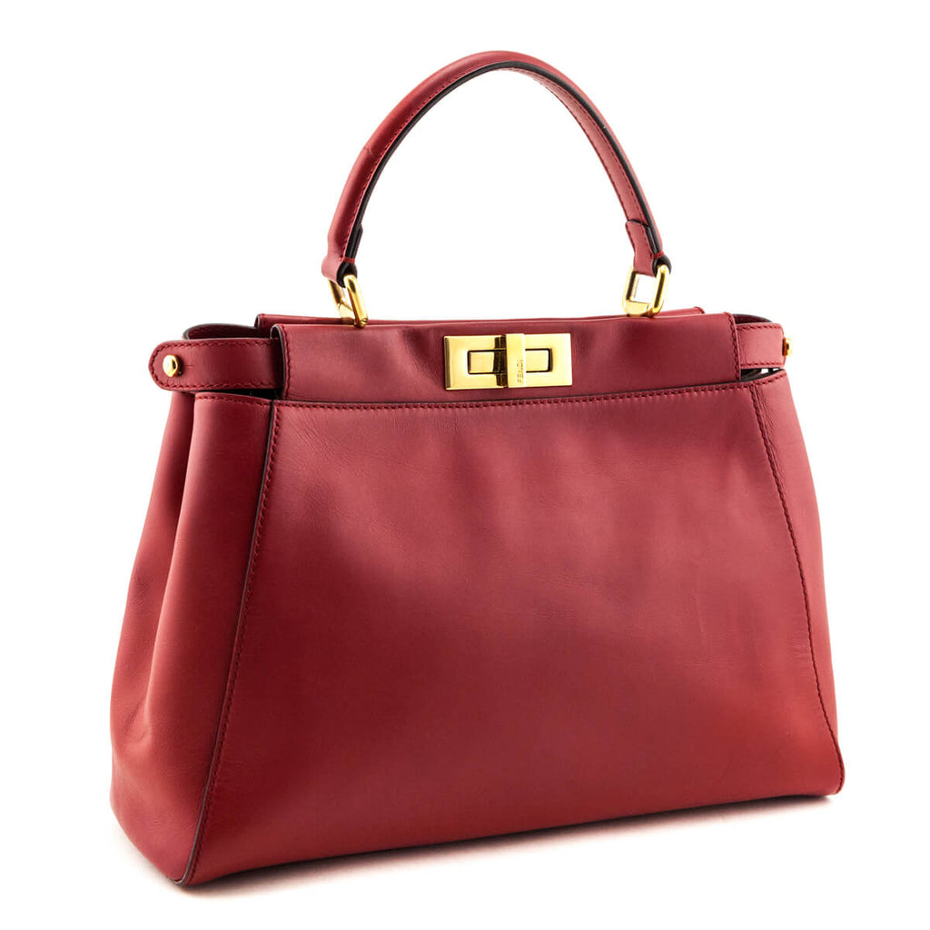 Fendi Red Nappa Medium Peekaboo Bag