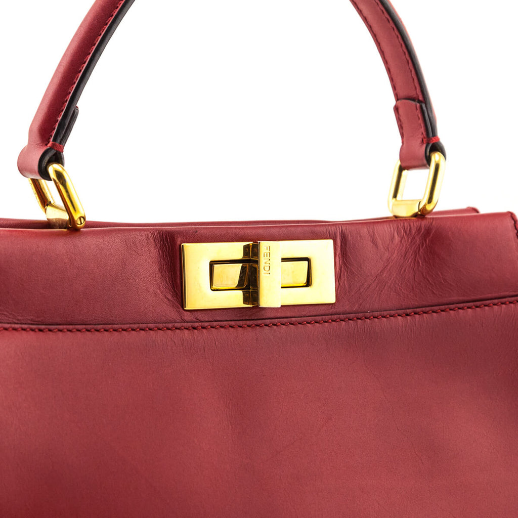 Fendi Red Nappa Medium Peekaboo Bag