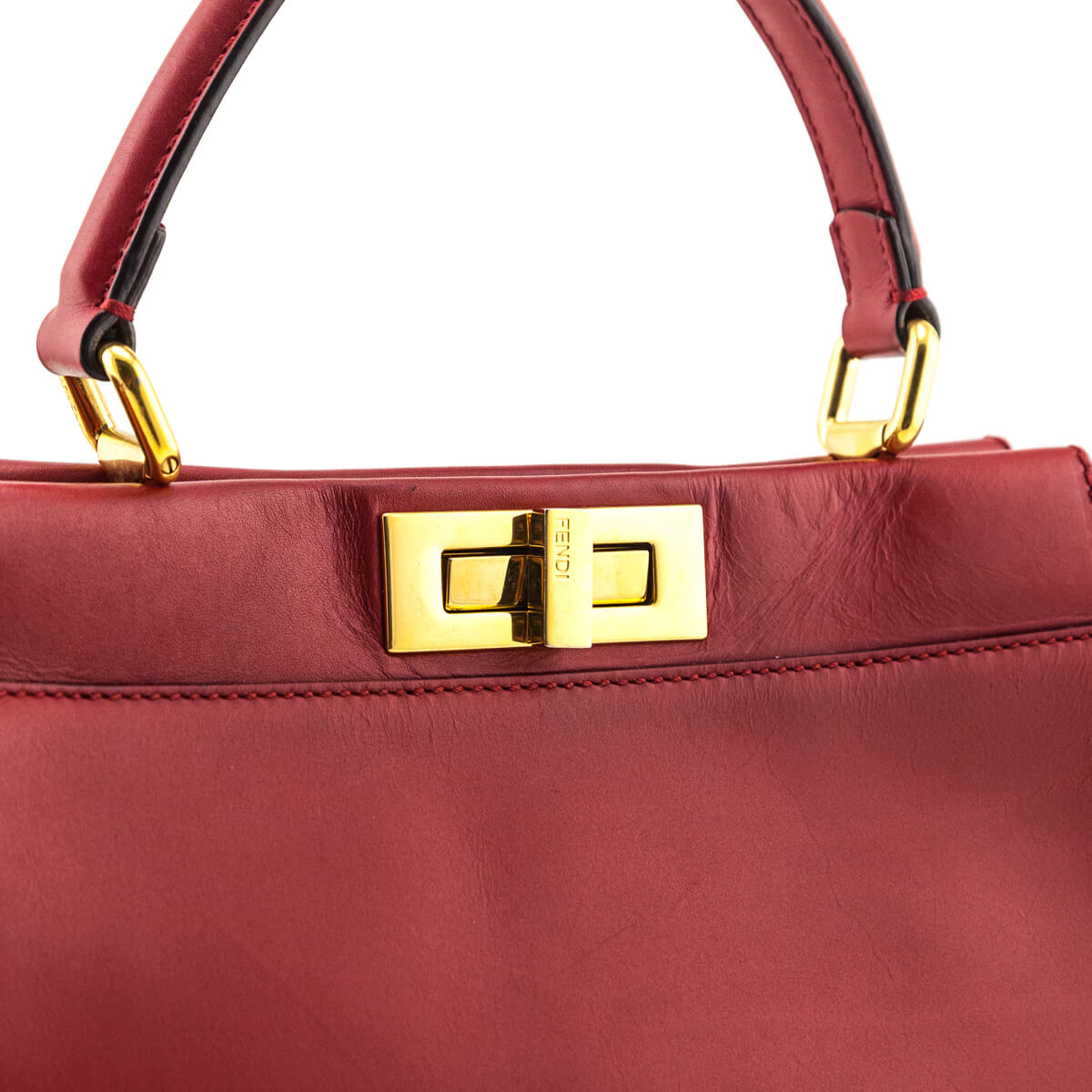 Fendi Red Nappa Medium Peekaboo Bag