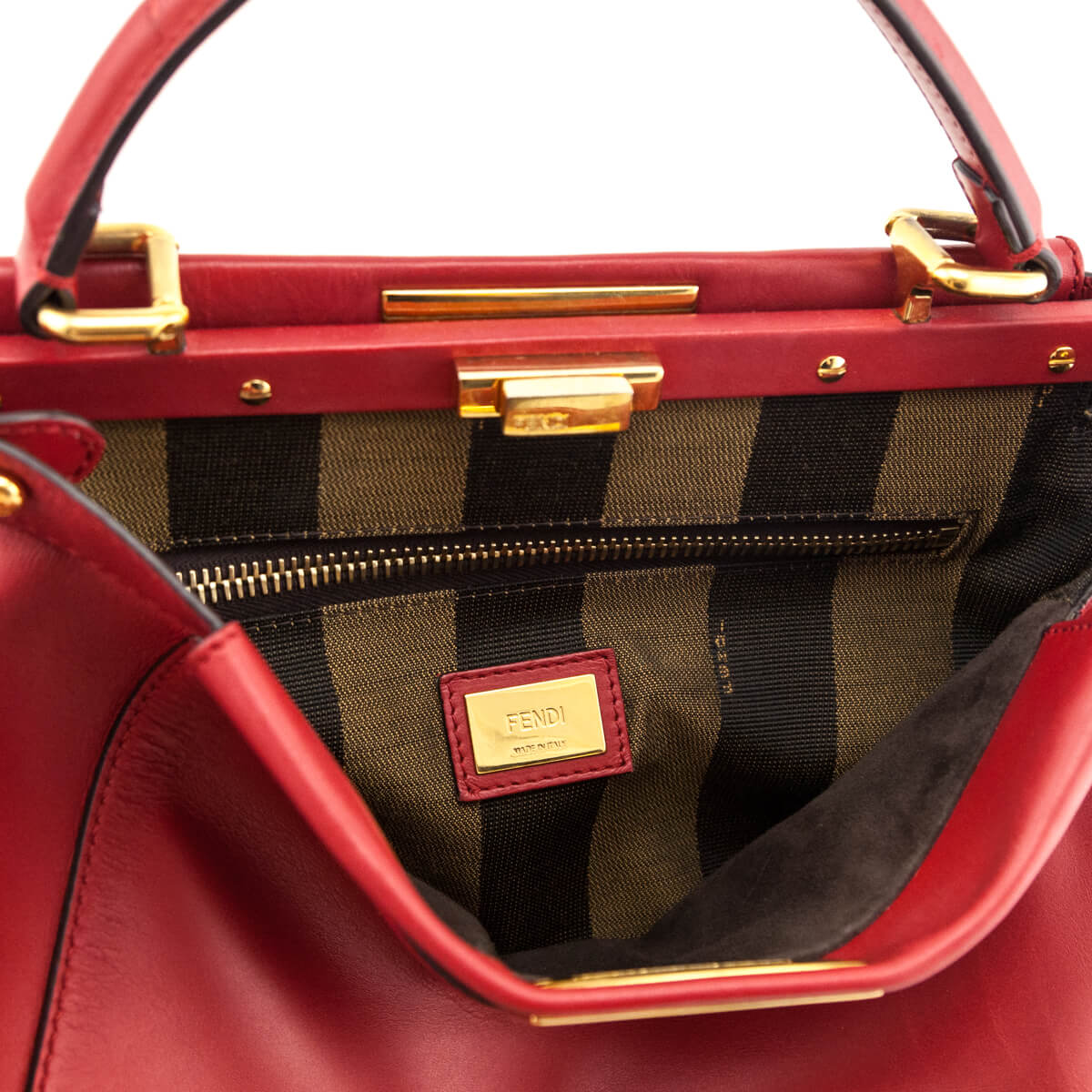 Fendi Red Nappa Medium Peekaboo Bag