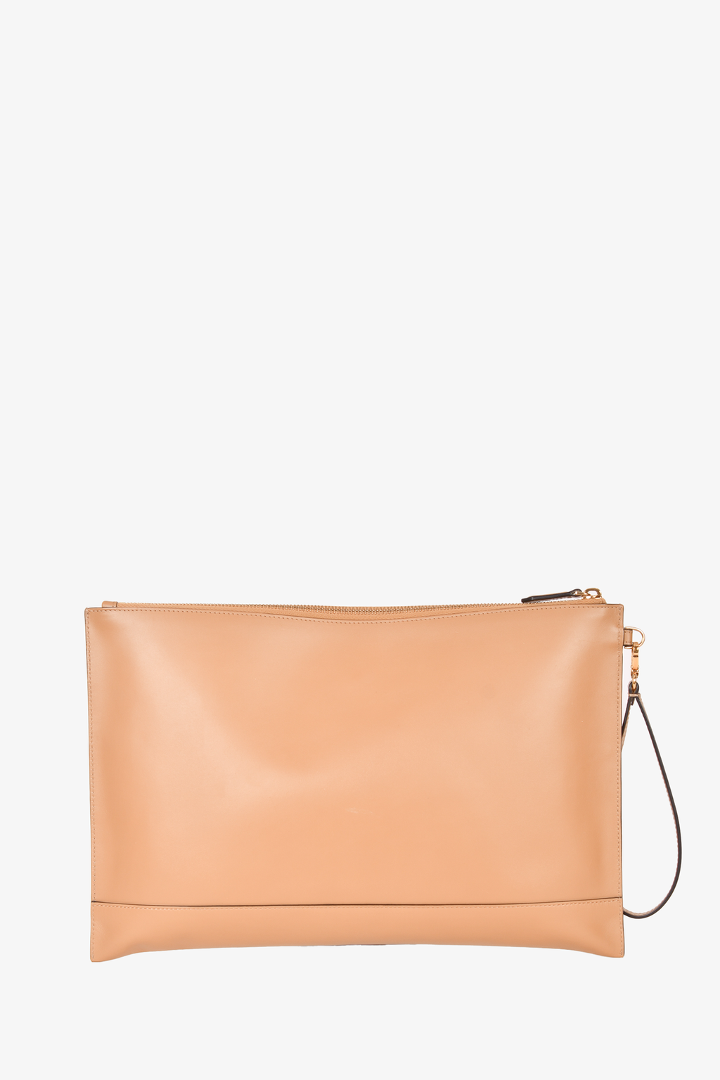 Fendi Roma Brown Leather Logo Flat Clutch