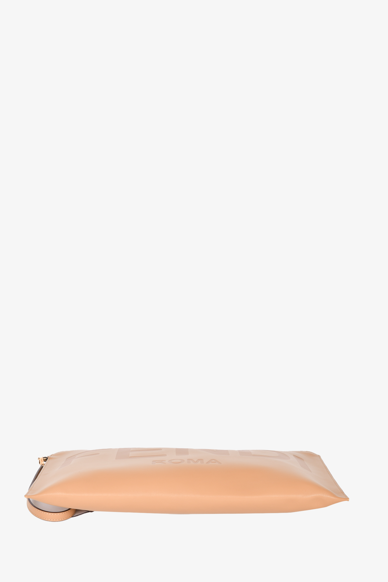 Fendi Roma Brown Leather Logo Flat Clutch