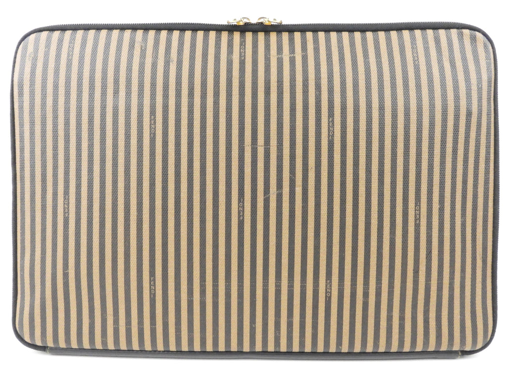 Fendi Vintage Pequin Coated Canvas and Leather Document Holder