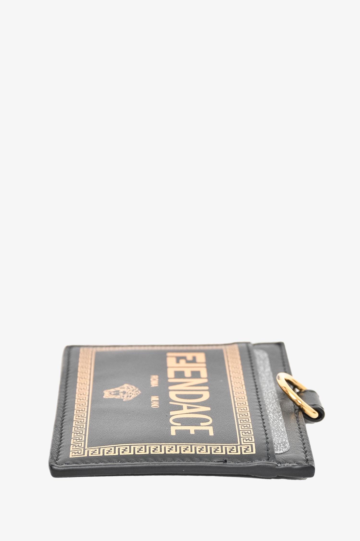 Fendi x Versace "Fendace" Black/Gold Leather Lanyard with Canvas Strap