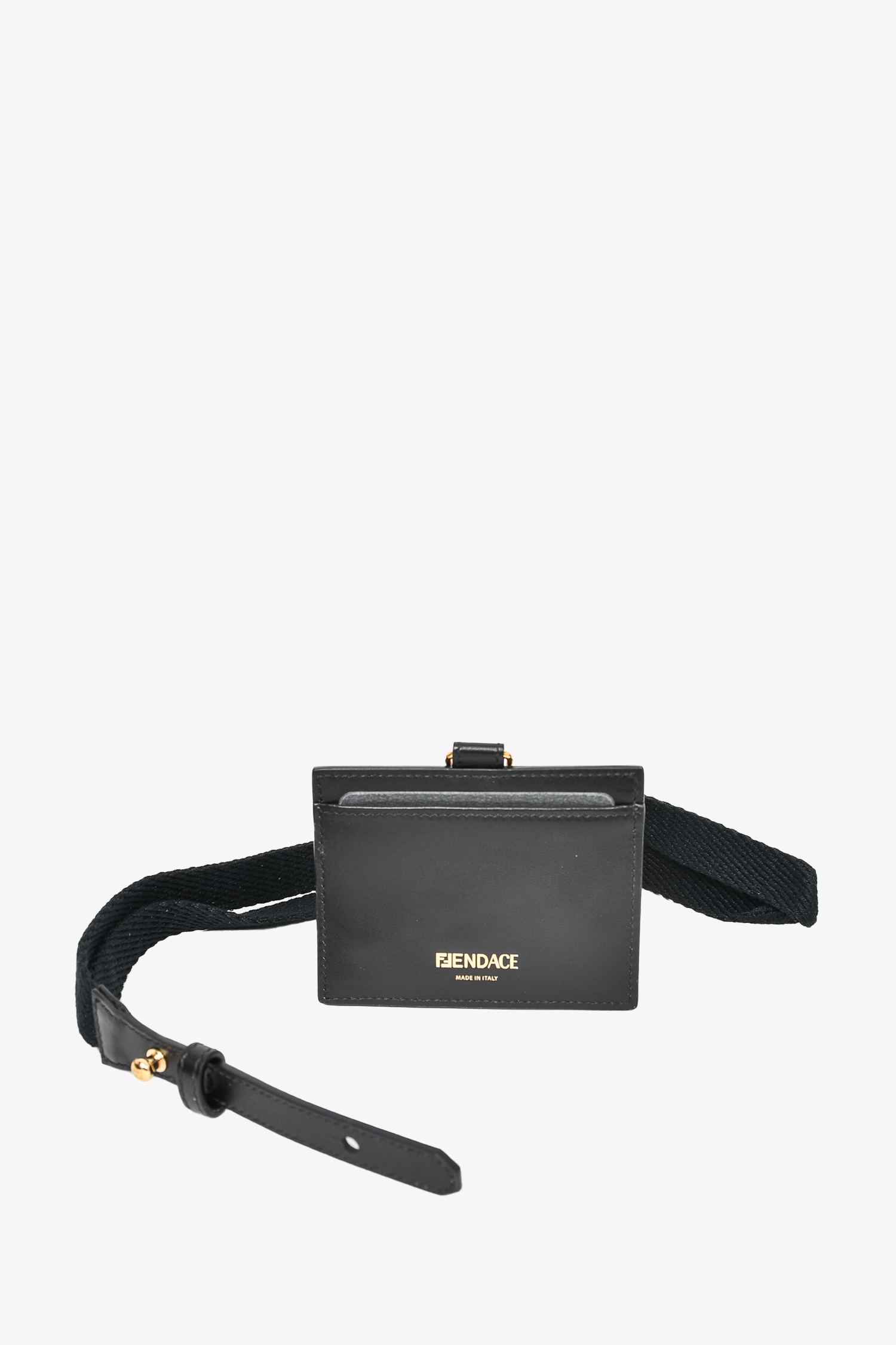 Fendi x Versace "Fendace" Black/Gold Leather Lanyard with Canvas Strap