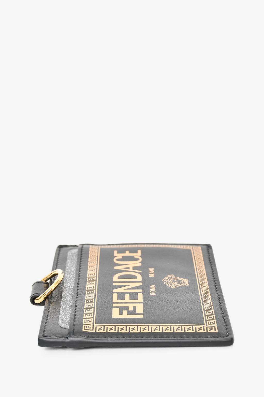 Fendi x Versace "Fendace" Black/Gold Leather Lanyard with Canvas Strap