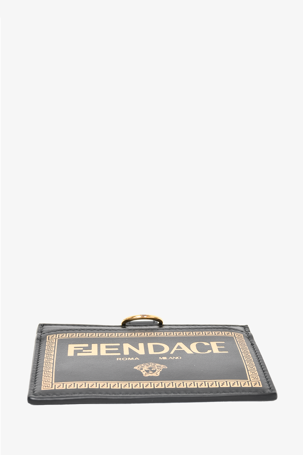 Fendi x Versace "Fendace" Black/Gold Leather Lanyard with Canvas Strap