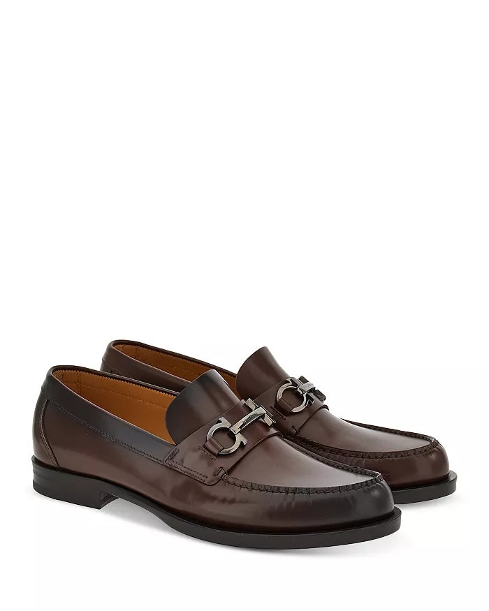 FERRAGAMO FORT FORT ROYALE GANCINI CALFSKIN LEATHER LOAFERS