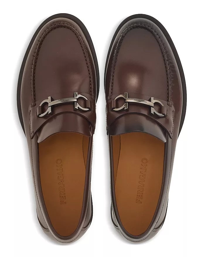 FERRAGAMO FORT FORT ROYALE GANCINI CALFSKIN LEATHER LOAFERS
