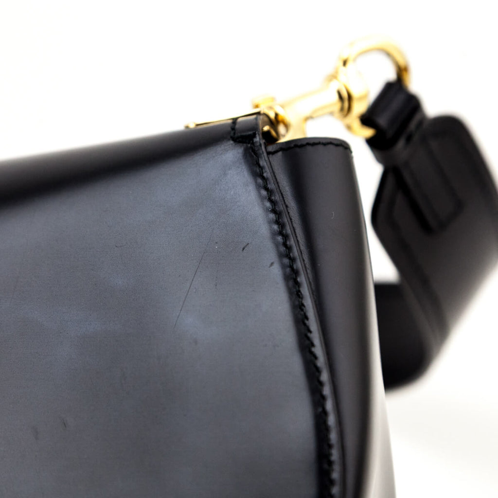 Ferragamo Black Calfskin Anna Shoulder Bag