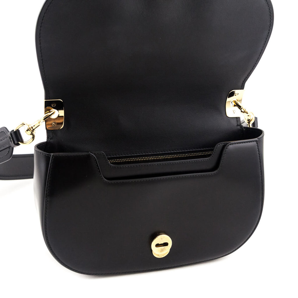 Ferragamo Black Calfskin Anna Shoulder Bag