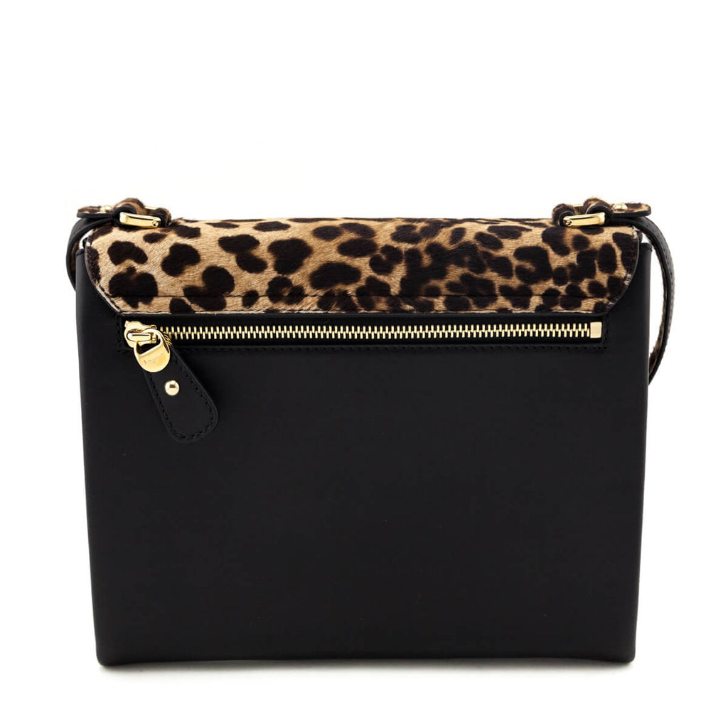 Ferragamo Leopard Print Calf Hair Mya Flip Lock Bag