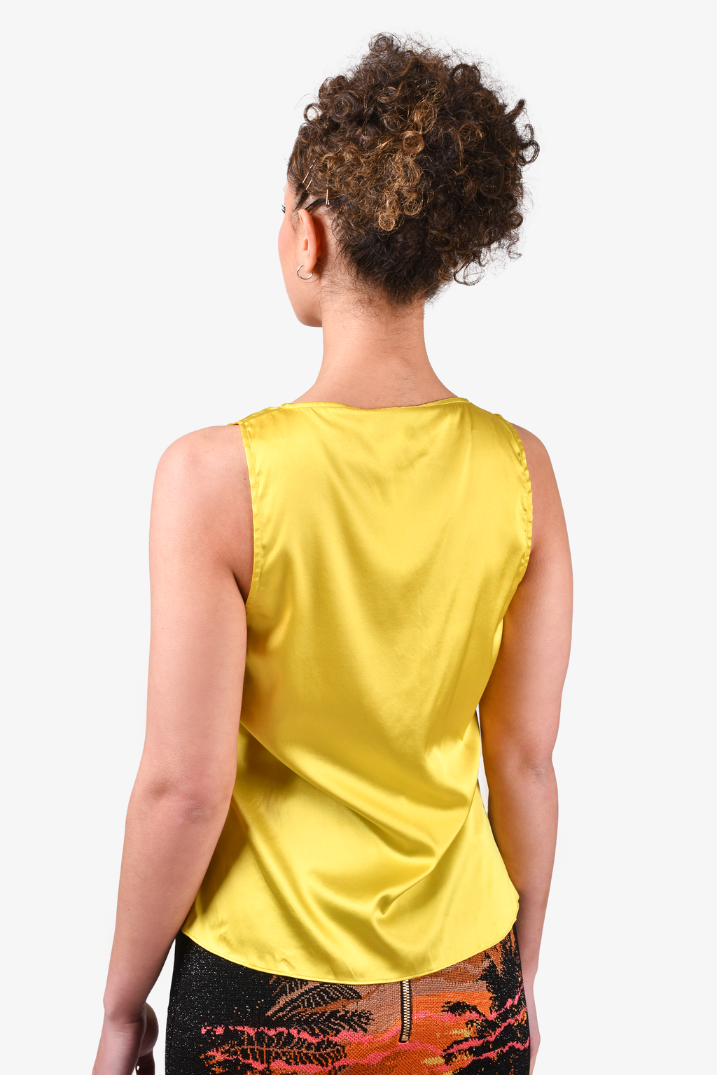 Fleur du Mal Yellow Silk/Lace Tank Top Size M