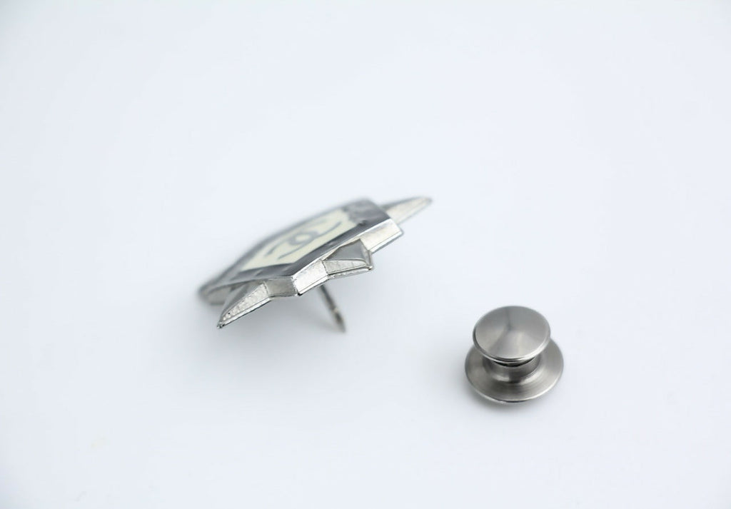 Chanel Vintage 09A Metal Black Beige Moscow Series Badge Brooch