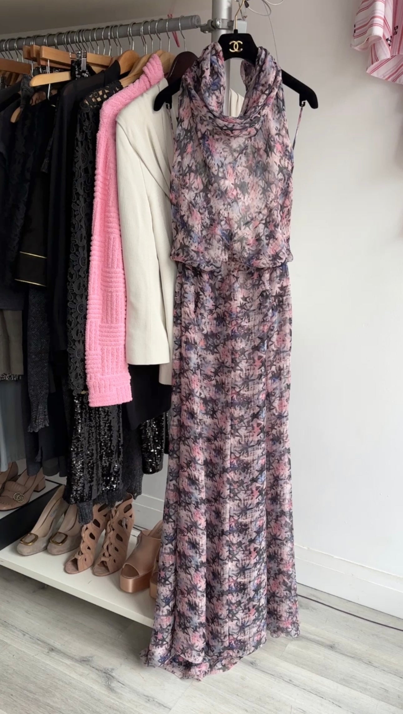 Chanel Pink Star Halter Long Gown - 38