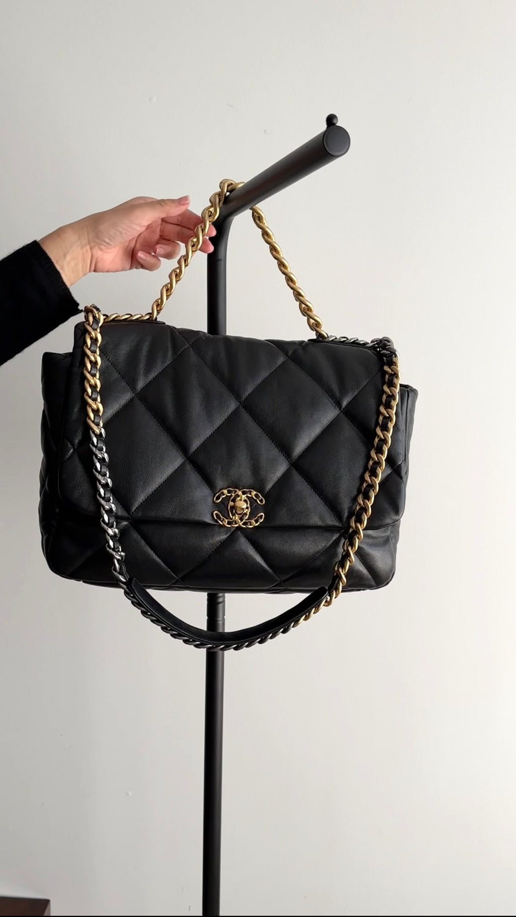 Chanel 19 Black Quilted Leather Maxi Flap Bag