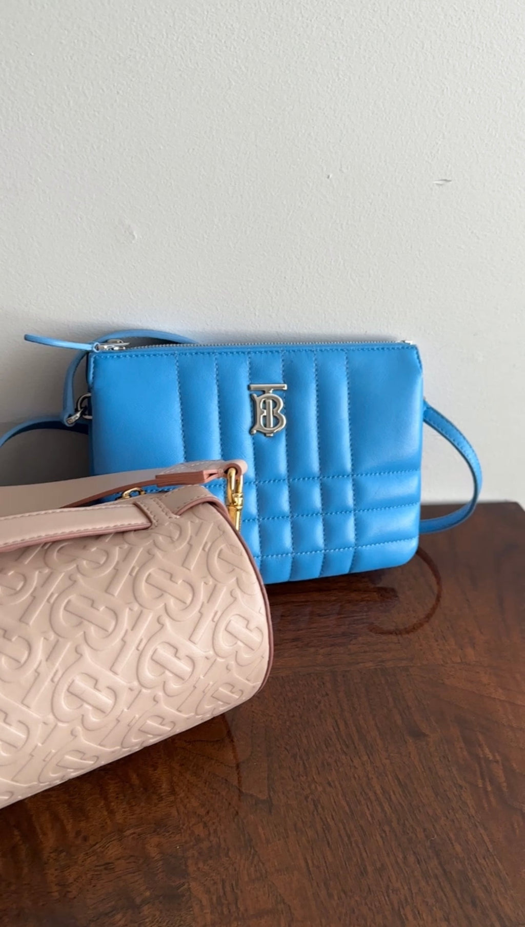 Burberry Blue Quilted Leather Lola Twin Duo Crossbody Bag