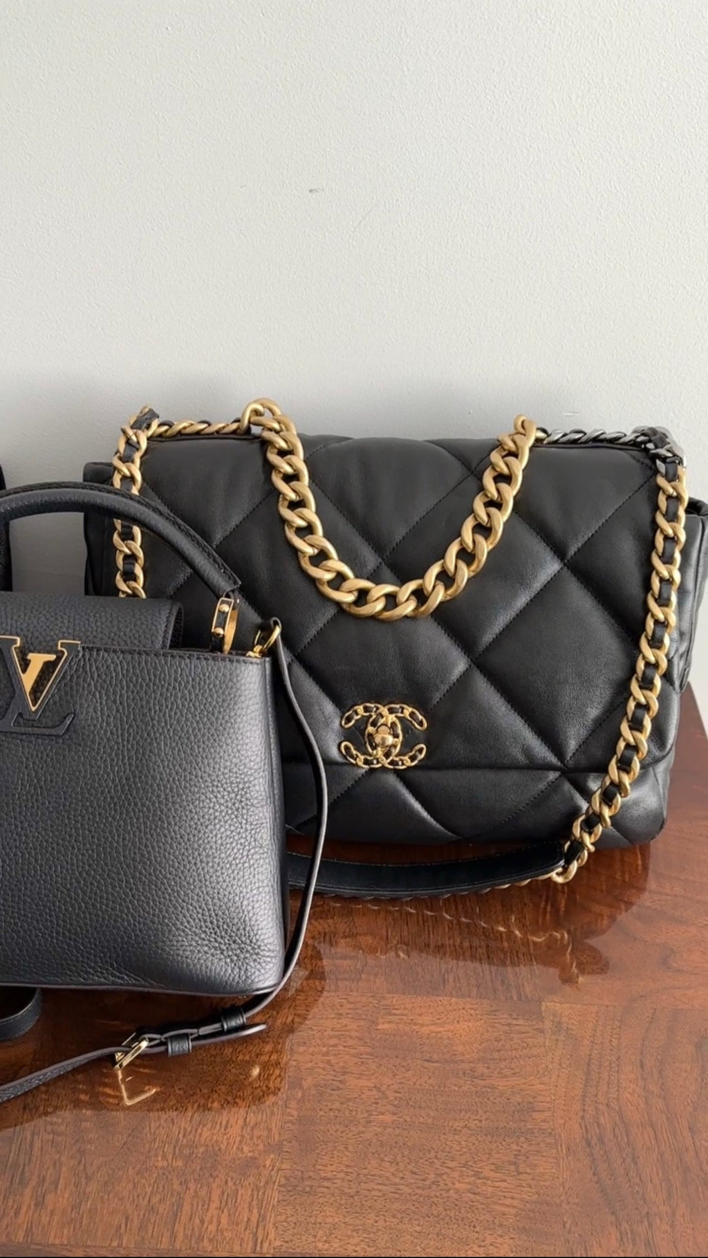 Chanel 19 Black Quilted Leather Maxi Flap Bag