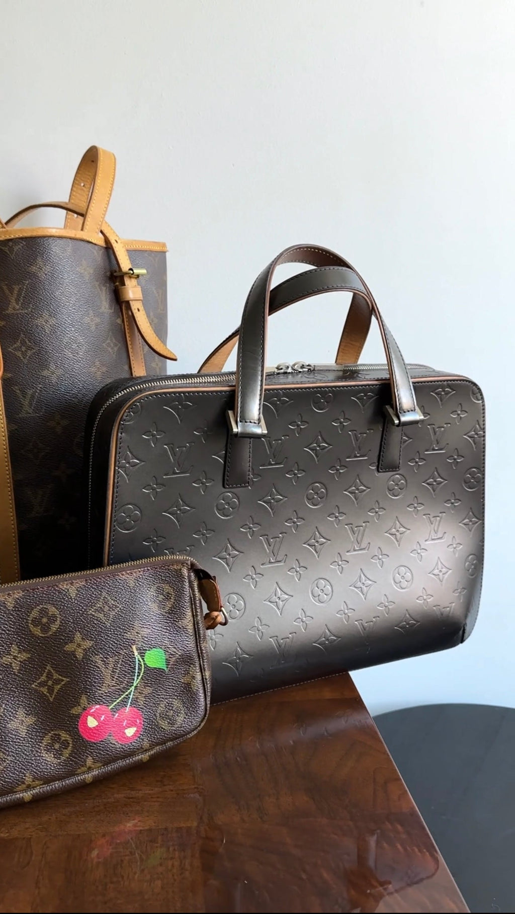 Louis Vuitton Vintage 2002 Mat Malden Charcoal Grey Handbag