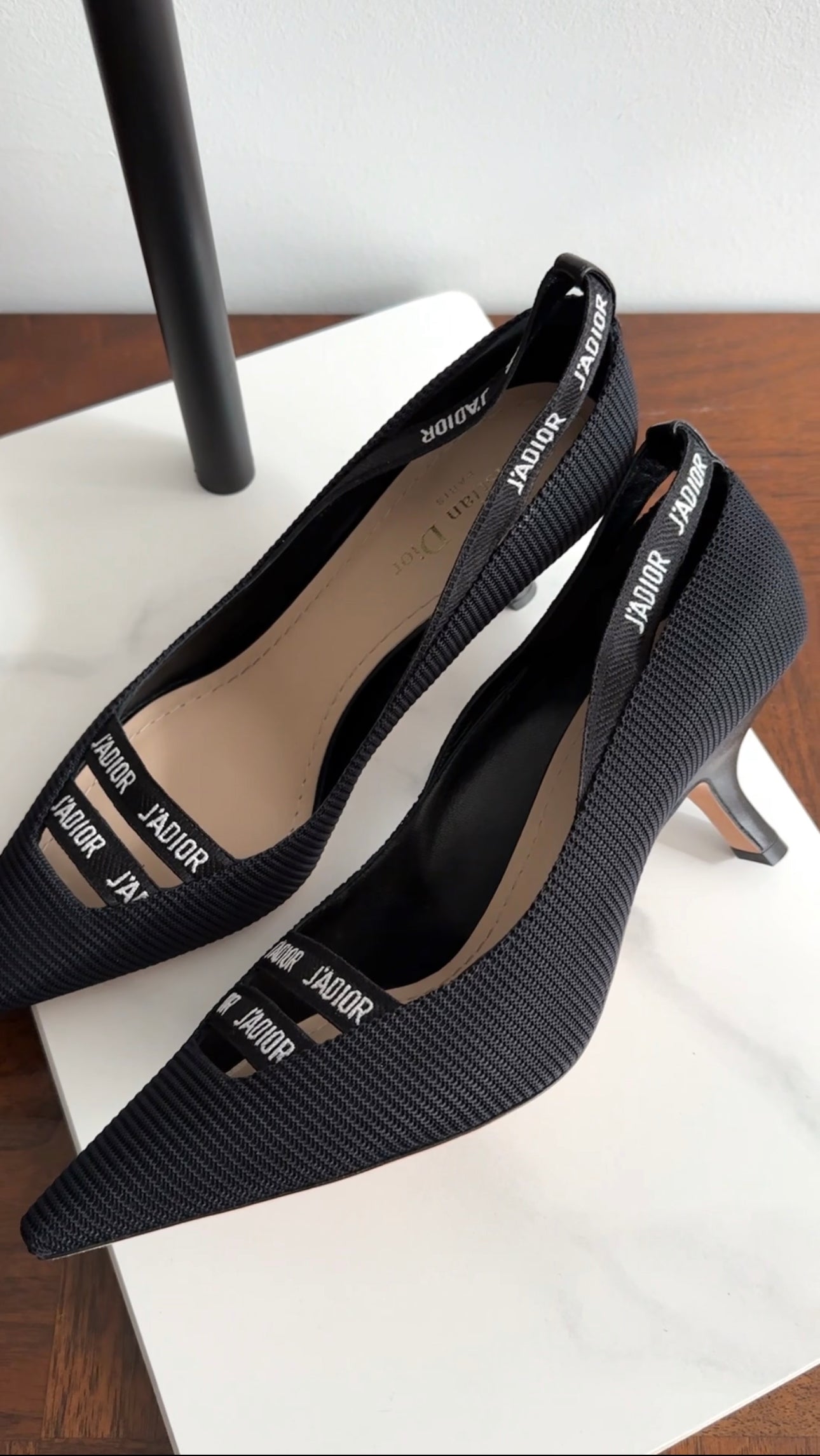 Dior J'Adior Fabric Curved Leather Heel Pumps - 40
