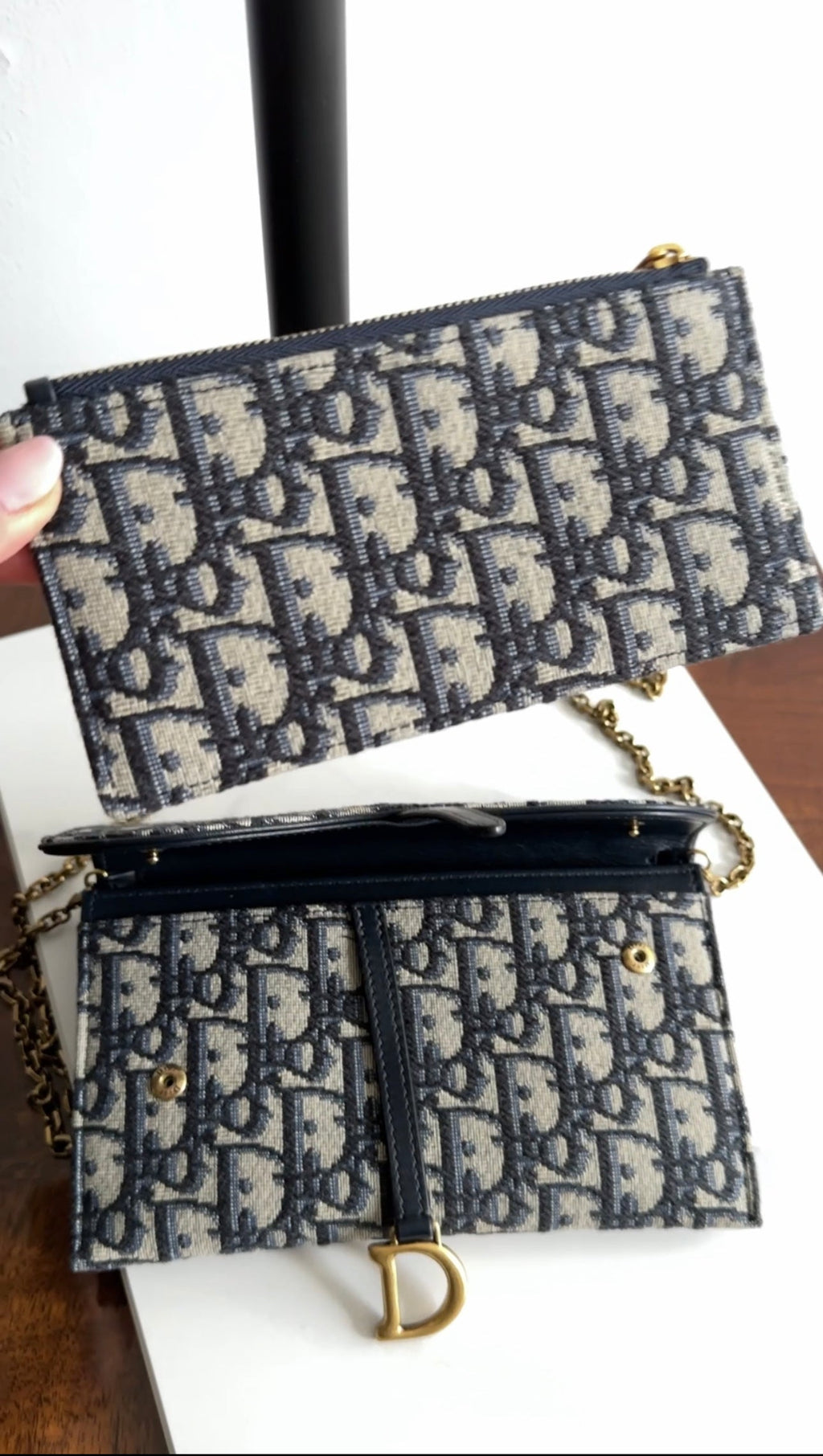 Dior Monogram Oblique Saddle Crossbody Wallet on Chain Bag