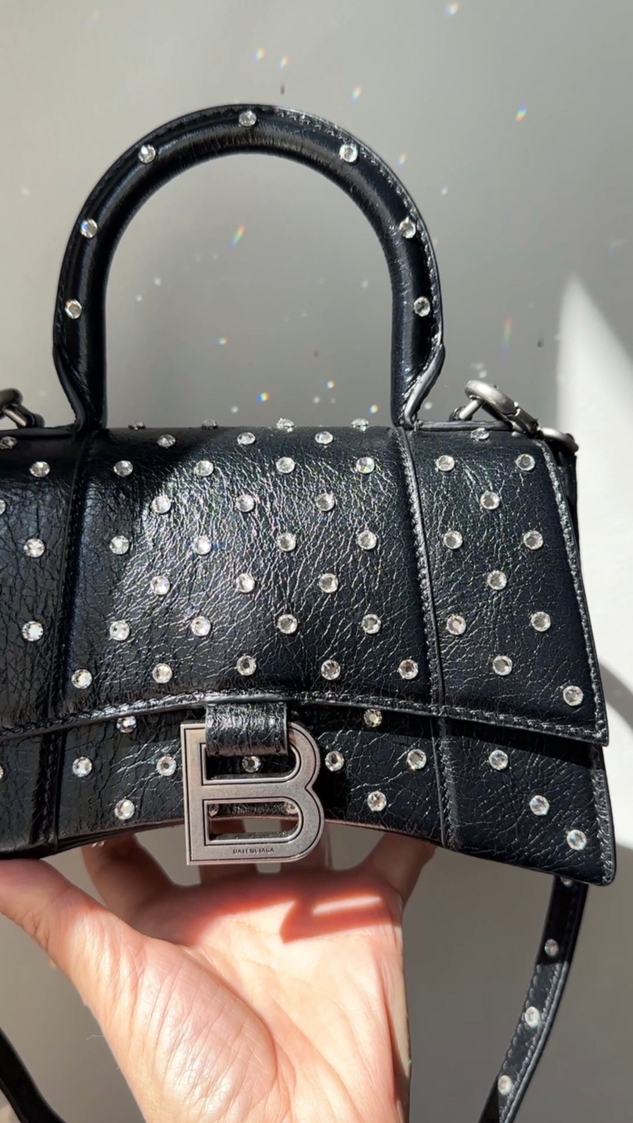 Balenciaga Black Hourglass XS with Rhinestones