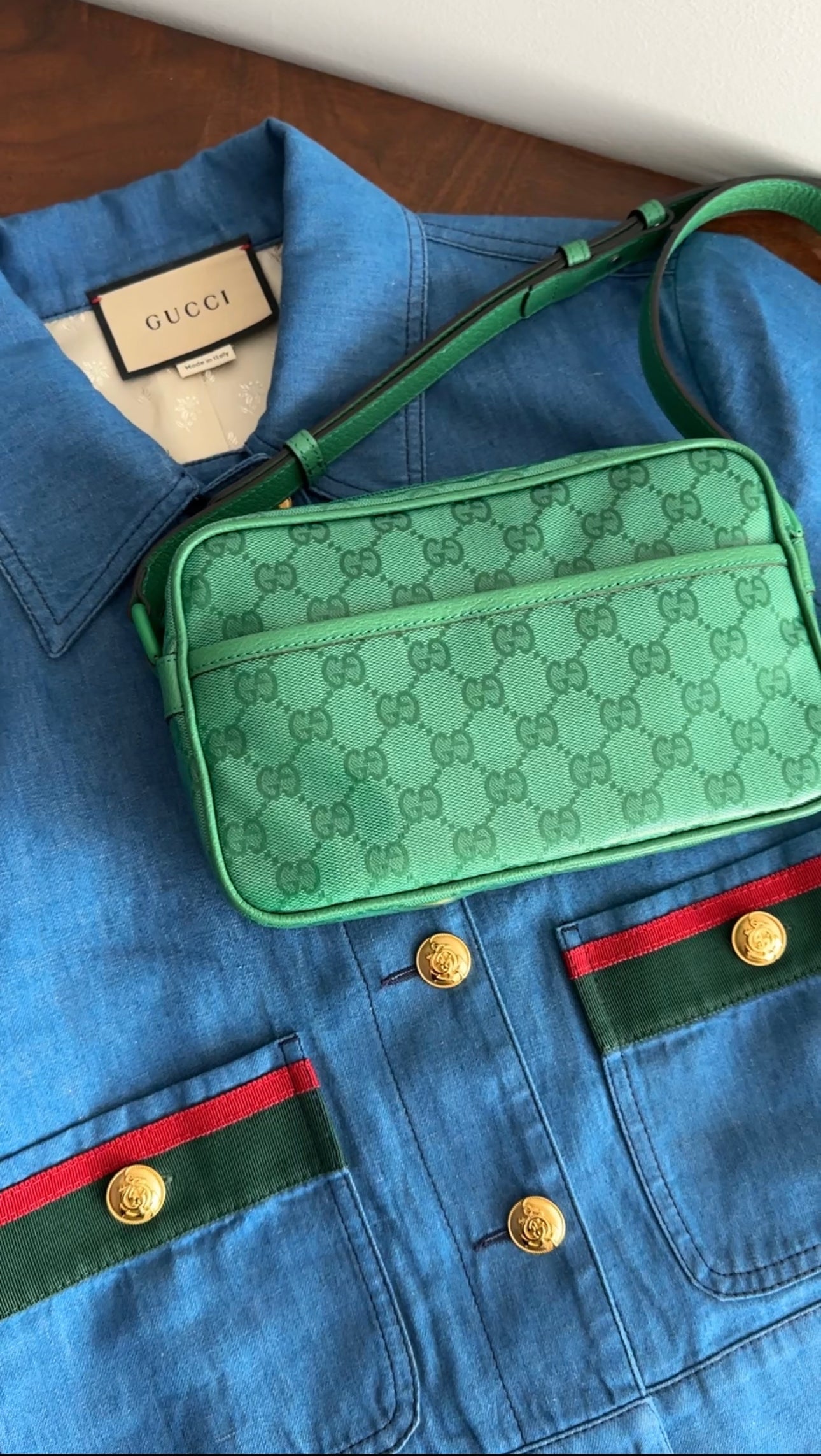 Gucci Blue Short Sleeve Jacket with Web Stripe - IT44 / USA 8