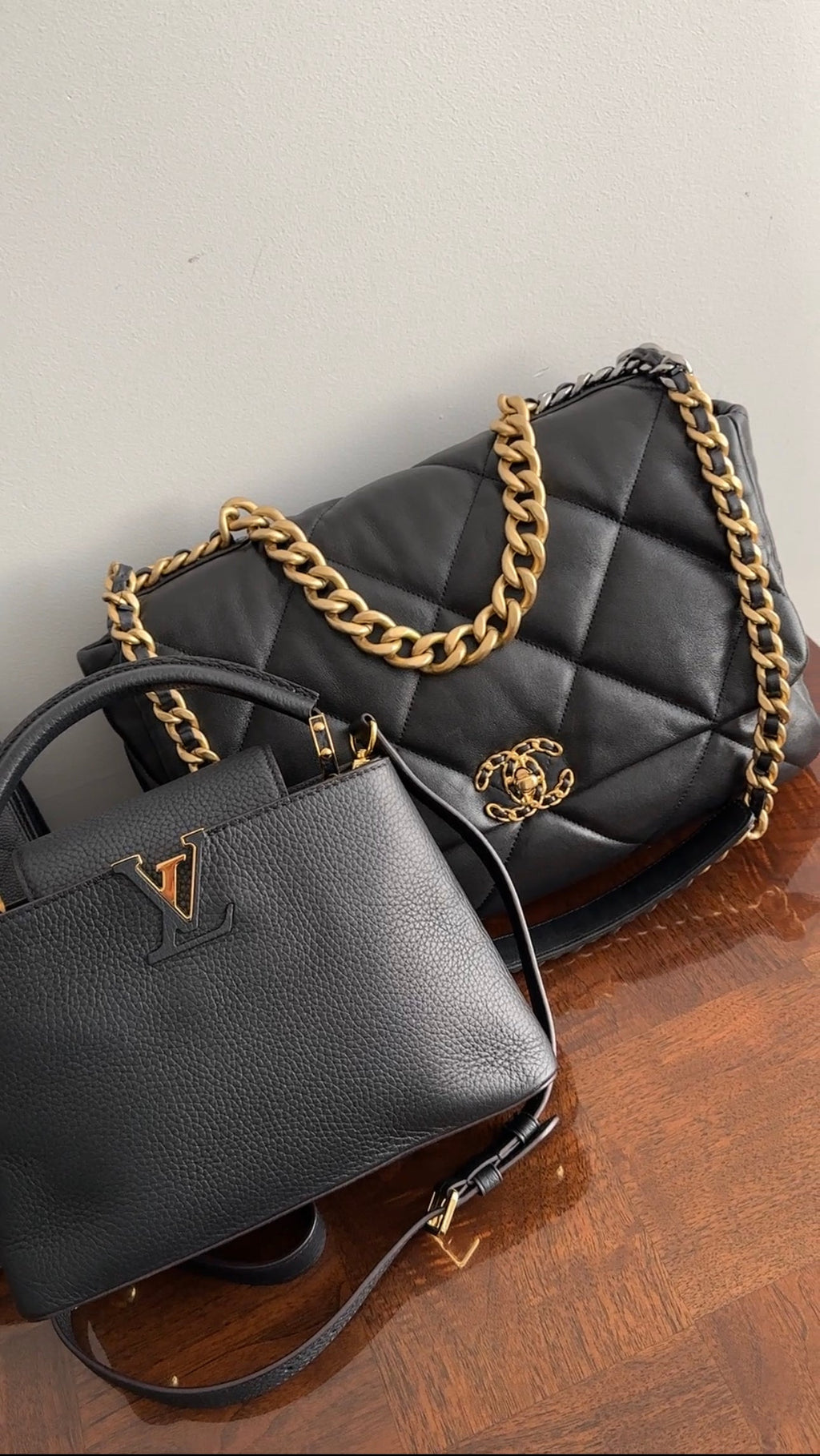 Chanel 19 Black Quilted Leather Maxi Flap Bag