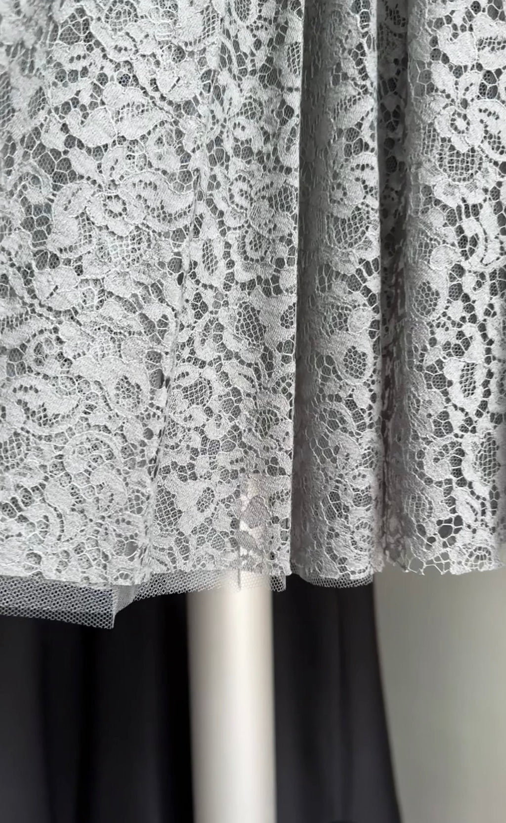 Christian Dior Grey Lace Long Full Skirt - 28" waist