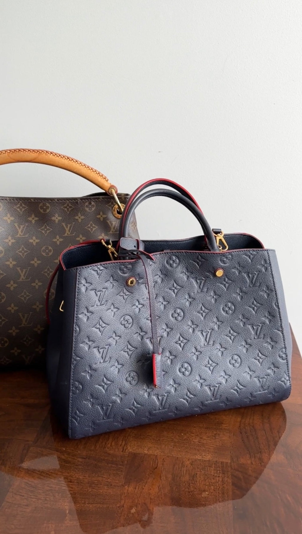 Louis Vuitton Navy and Red Monogram Empreinte Montagne MM Bag