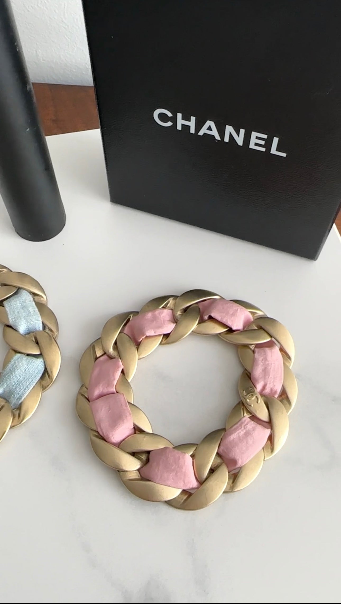 Chanel 09C Pink and Gold Chain Bracelet