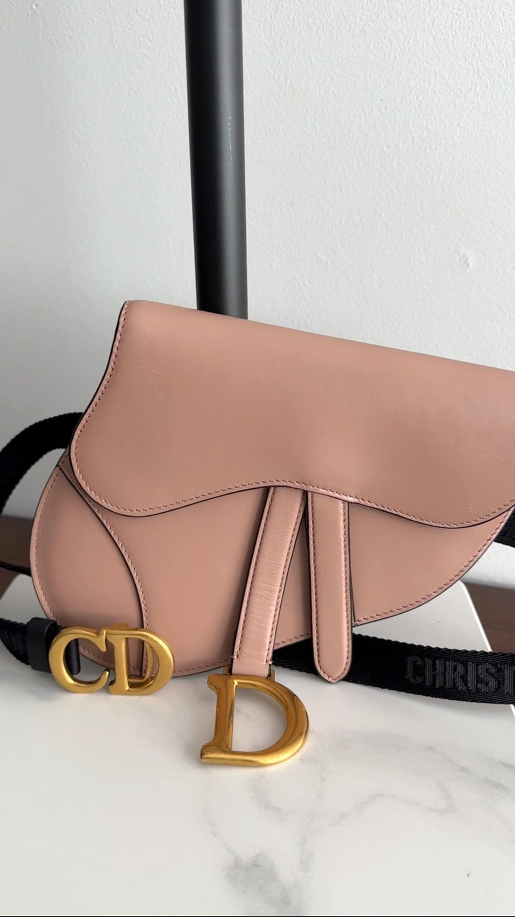 Dior Nude Leather Saddle Belt Bag